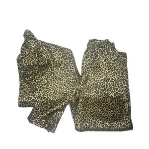 cheetah victoria’s secret satin long sleeve pj top & pant set
size large